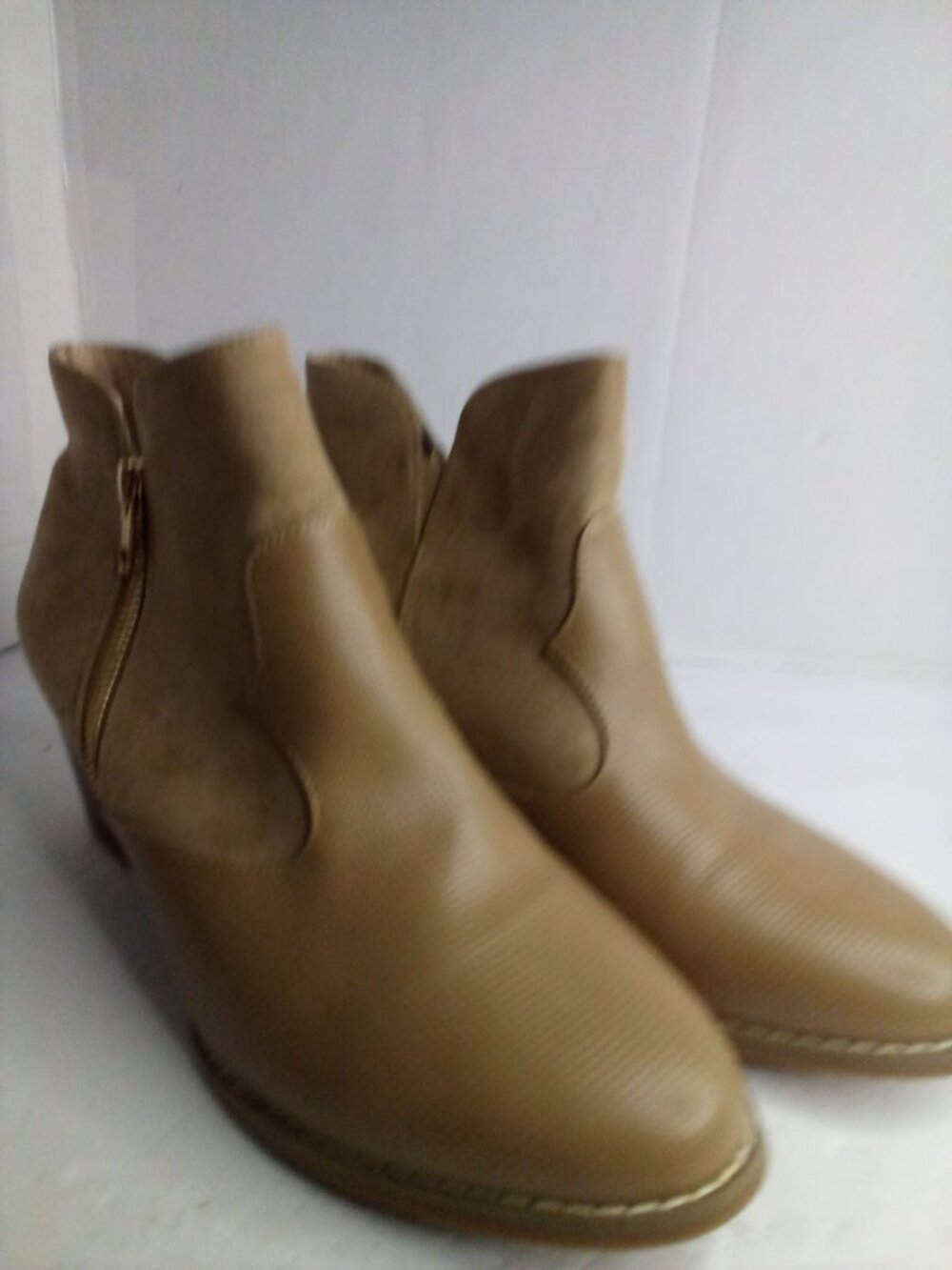 Comfort Est 1946 Ankle Boot Women 10M 10 Side Zip Block Heel Bootie Tan Brown - Picture 3 of 13